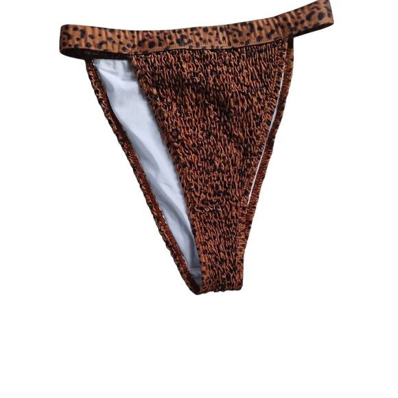 Missguided Tall High Leg Bikini Wrap Tie Style Crinkle Set Animal Print Size 6 - Picture 6 of 14